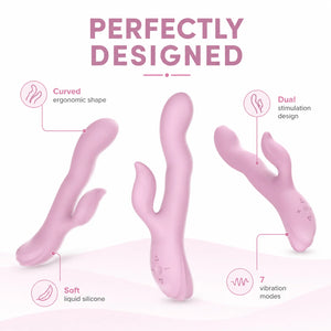 Elite Rabbit & Sprout Mix Stick Vibrator — Dual Stimulation Liquid Silicone Massager