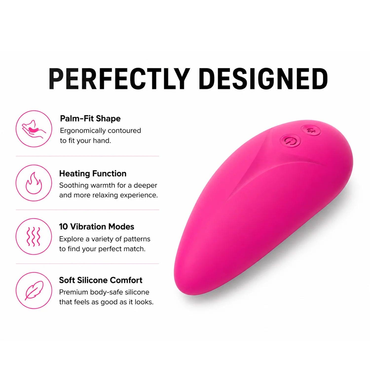 Sienna Ergonomic Palm Vibrator – 10 Modes & Advanced Heating Function