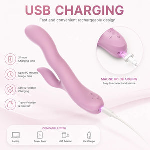Elite Rabbit & Sprout Mix Stick Vibrator — Dual Stimulation Liquid Silicone Massager